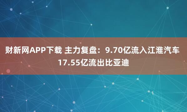 财新网APP下载 主力复盘：9.70亿流入江淮汽车 17.55亿流出比亚迪