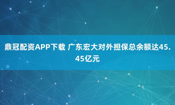 鼎冠配资APP下载 广东宏大对外担保总余额达45.45亿元