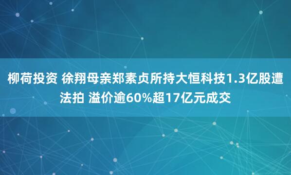 柳荷投资 徐翔母亲郑素贞所持大恒科技1.3亿股遭法拍 溢价逾60%超17亿元成交